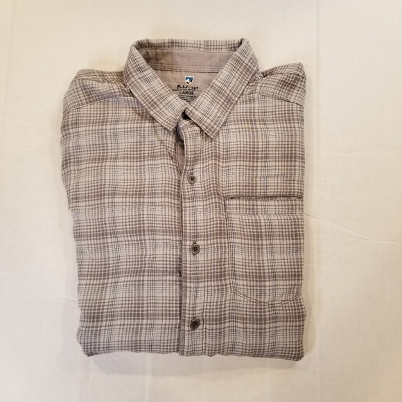 Kuhl Long Sleeve Button Up Men’s Gray Shirt Size Large Flannel Mid Weight - Picture 1 of 7